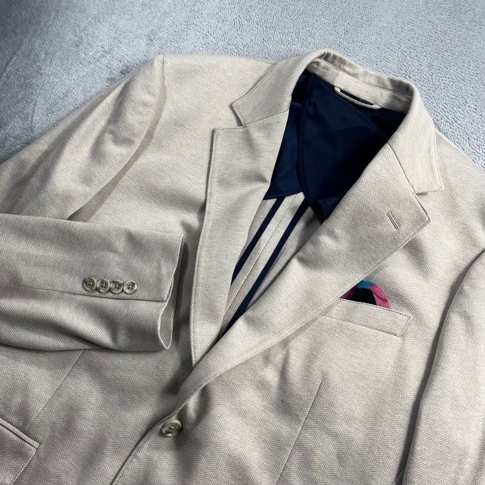 Bonobos Mens 40R Standard Fit Blazer Light Gray Herringbone Sport Coat